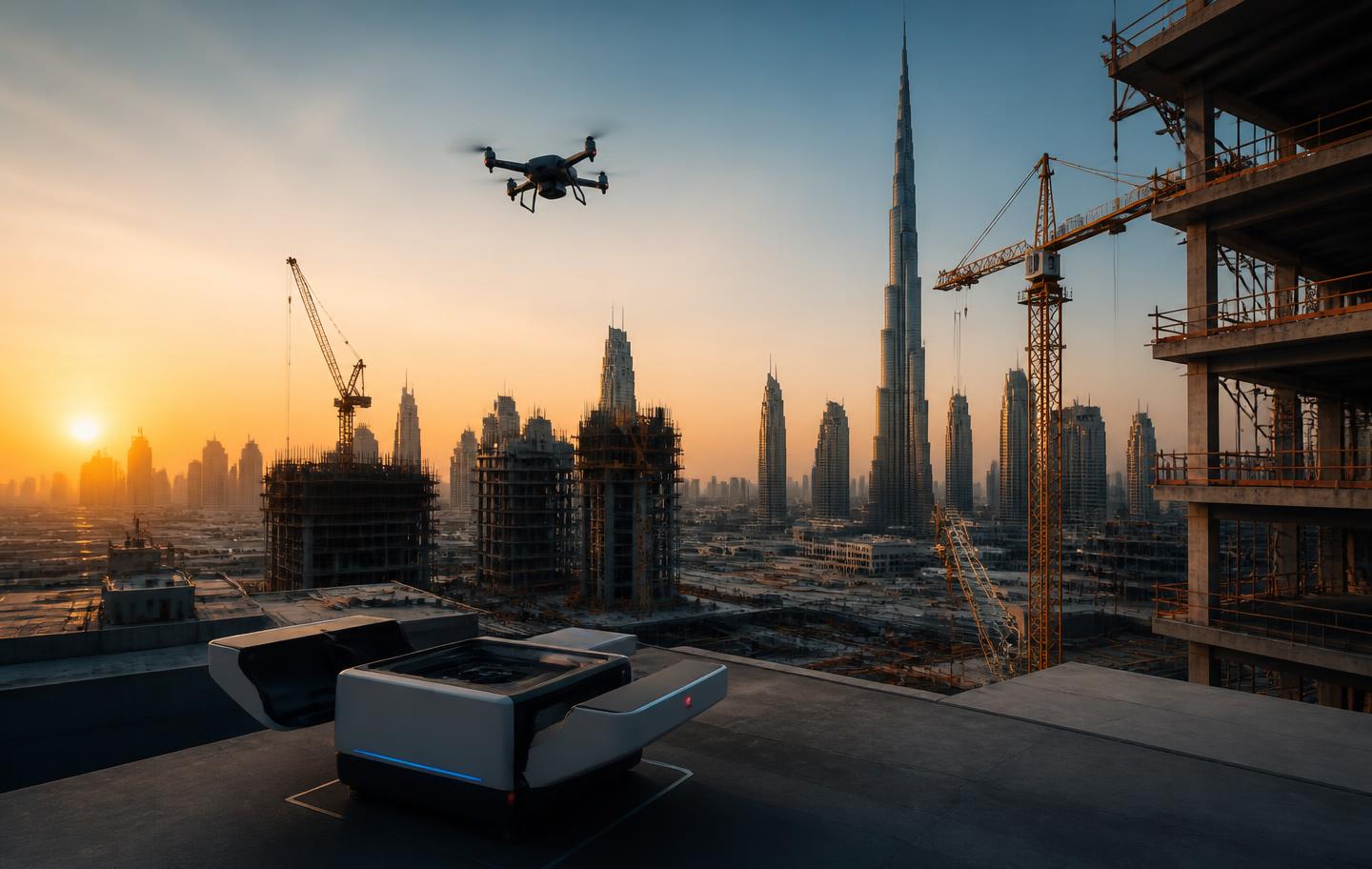 Autonomous drone monitoring a large construction site